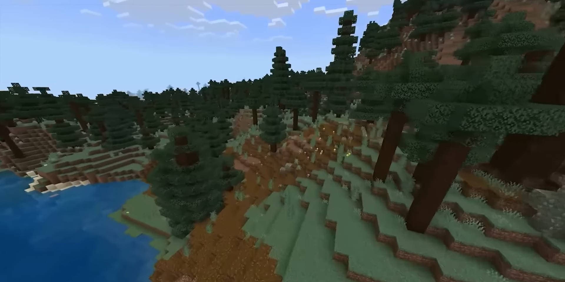 Minecraft-Taiga mit Holzbauten